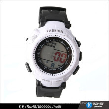 Blanco reloj plástico reloj banda negro